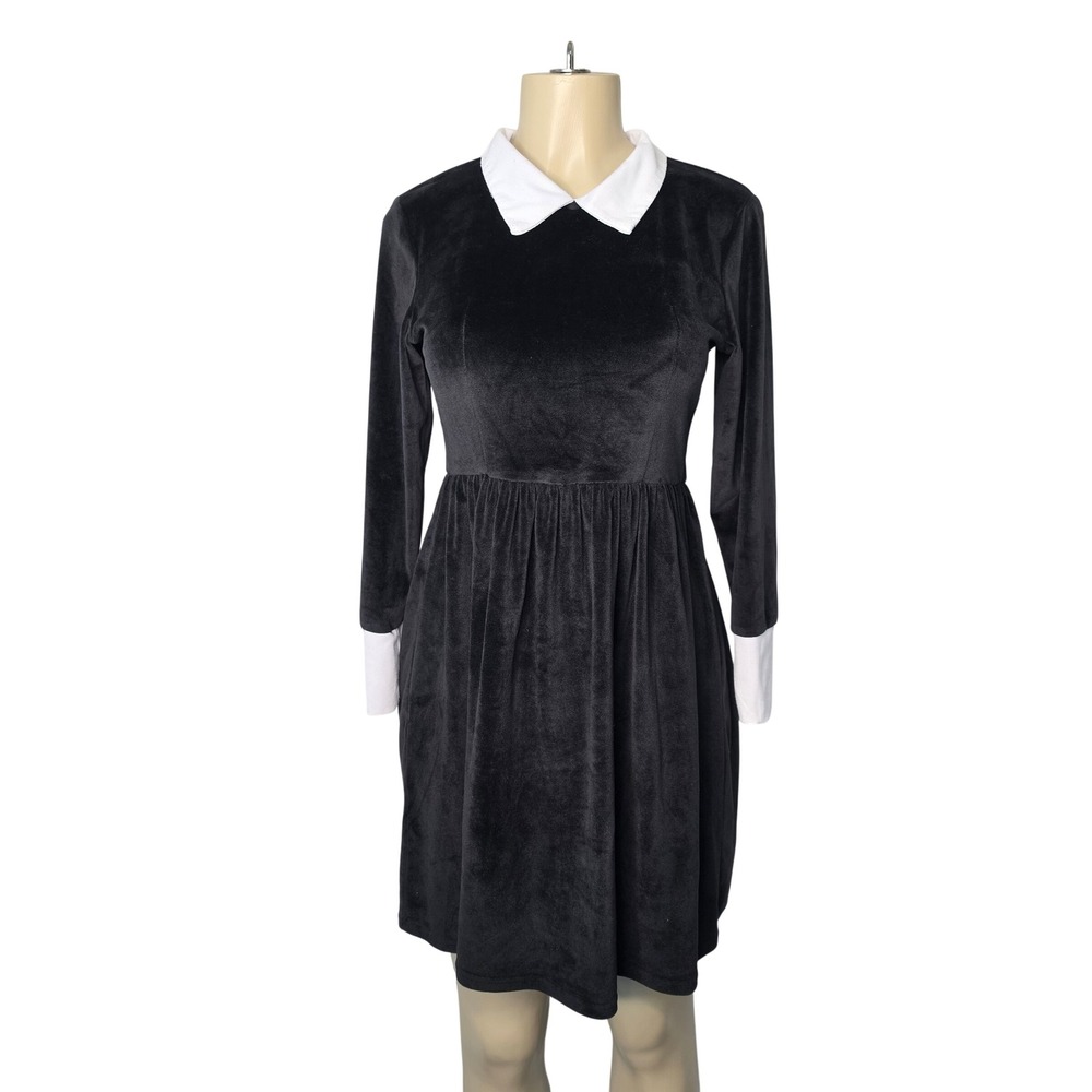 Spadehill Dress Small Black Velvet Wednesday Adams Family Skater Goth Halloween